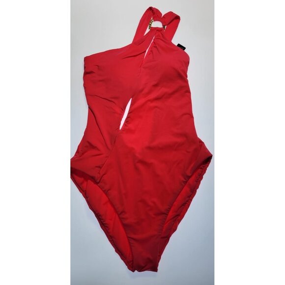 Soluna One Piece Swimsuit Tahity Asymetrical Size Medium Color Geranium New - Picture 3 of 9